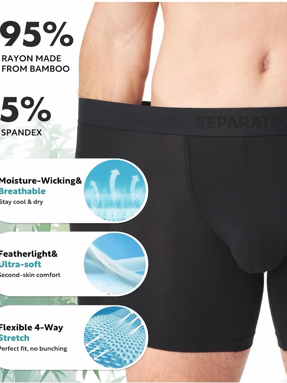 Men’s dual pouch boxer briefs - bamboo rayon - new without tags